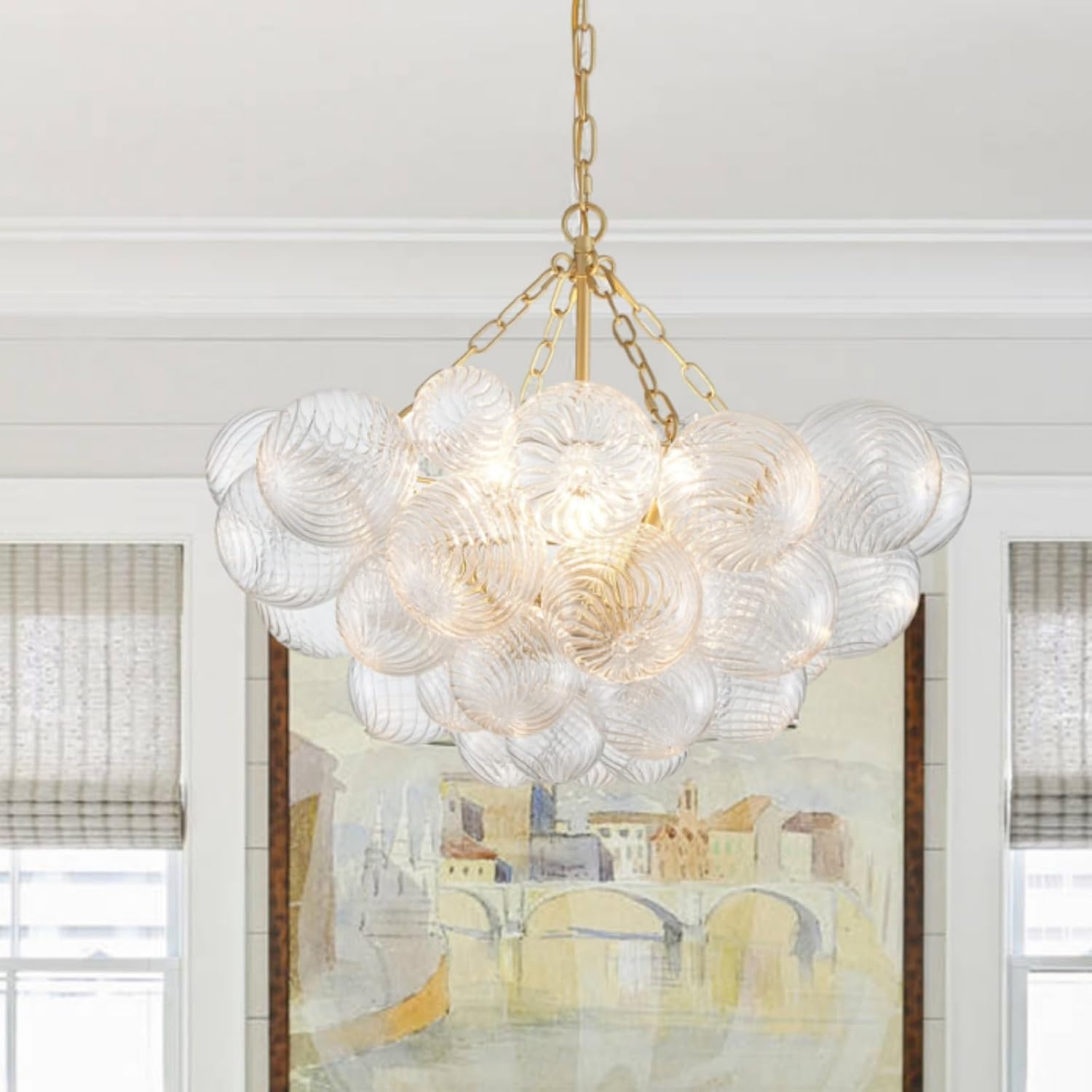 Luxe Gold Chandelier — 4-Light — Clear with Gold Canopy 5 Lights