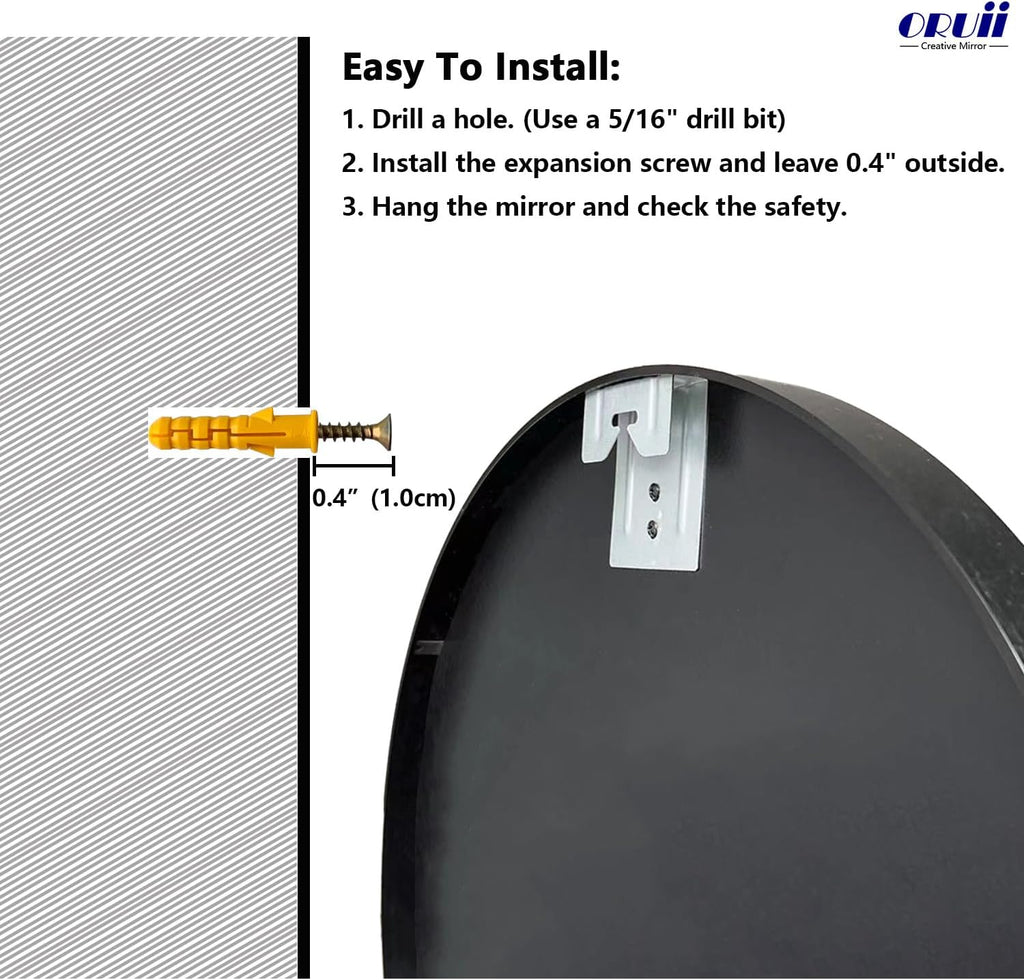 Round Farmhouse Black Wall Mirror — 24" - View 7