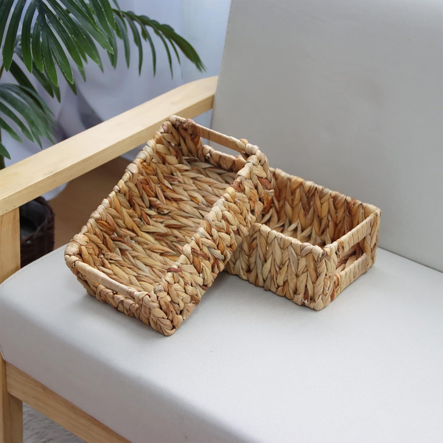 Rectangular Boho Rattan Storage Basket - View 3