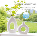 Round Boho White Flower Vase — Set of 2 - View 6