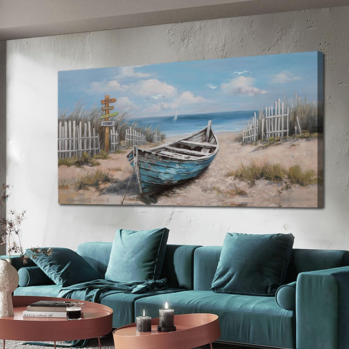 Framed Blue Canvas Wall Art — 48" - View 6