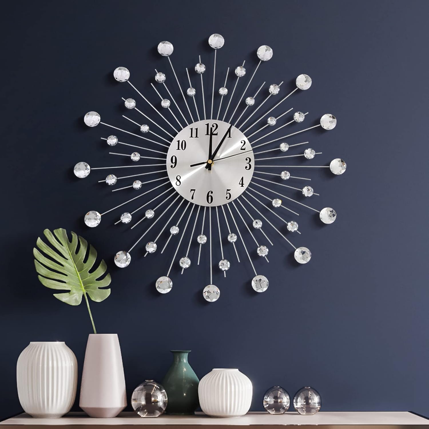 Luxe Black Wall Clock — 7" — Silver