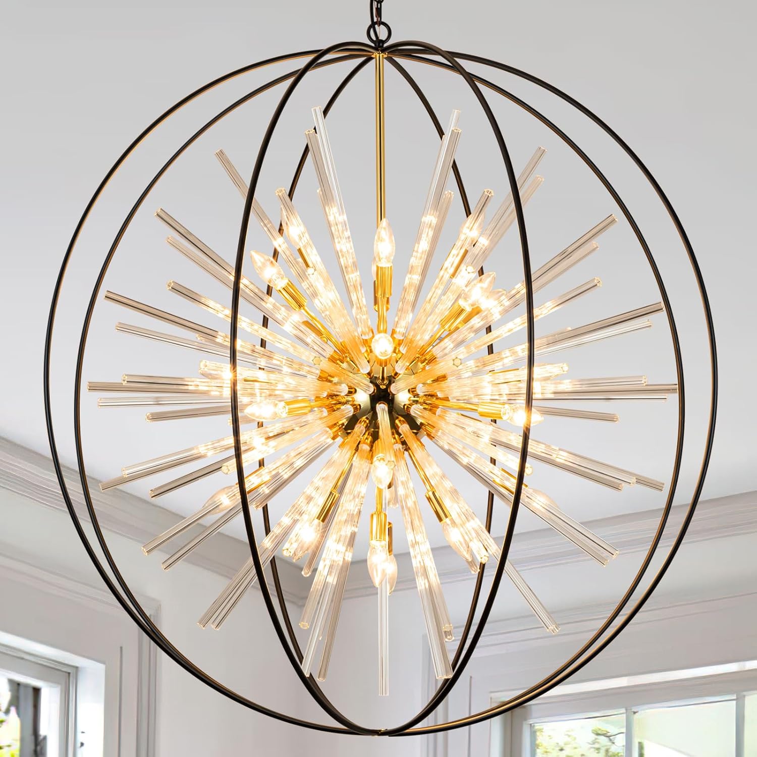 Luxe Black Chandelier — 12-Light — Globe D42"