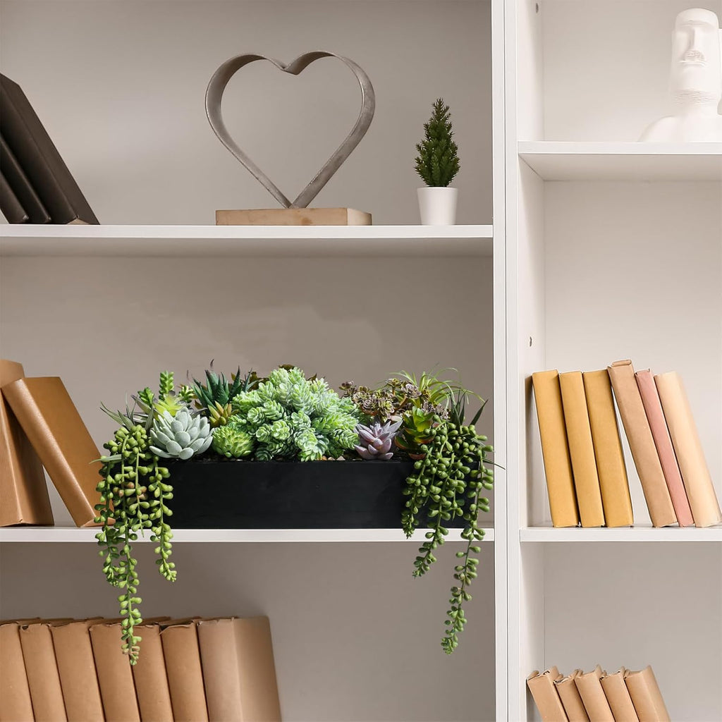 Rectangular Black Faux Succulent — 15" - View 5