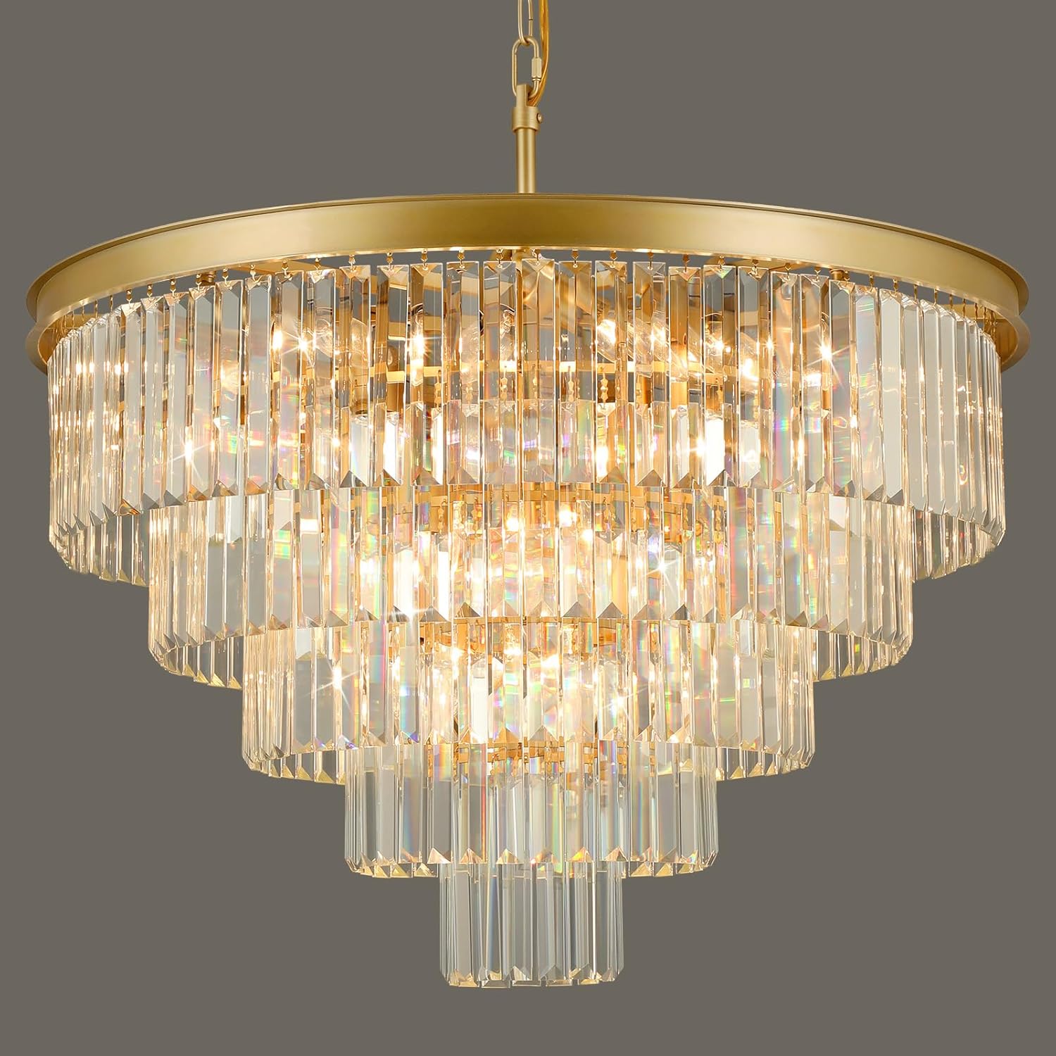 Luxe Black Chandelier — 12" — Gold