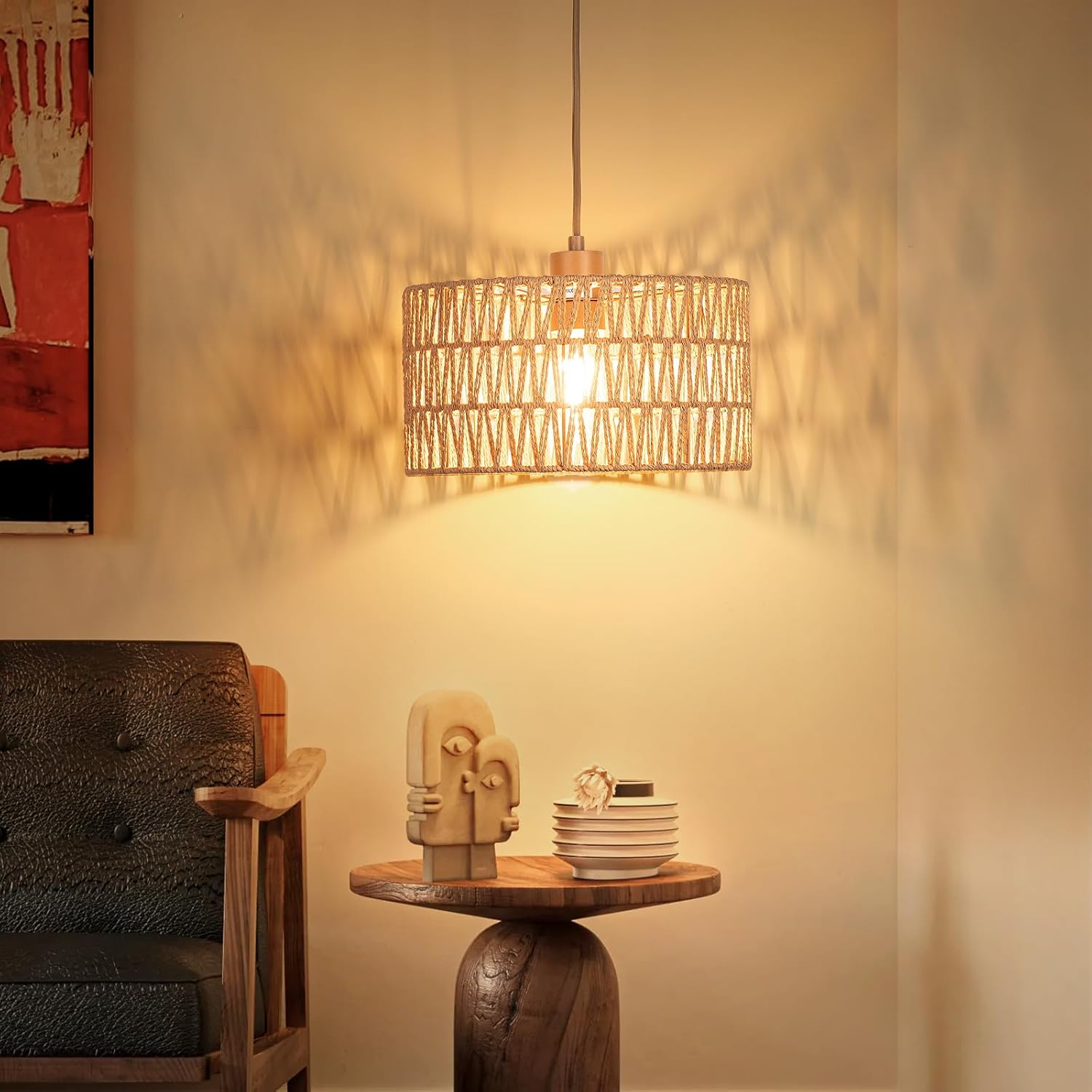 Dimmable Boho Fabric Pendant Light - View 2