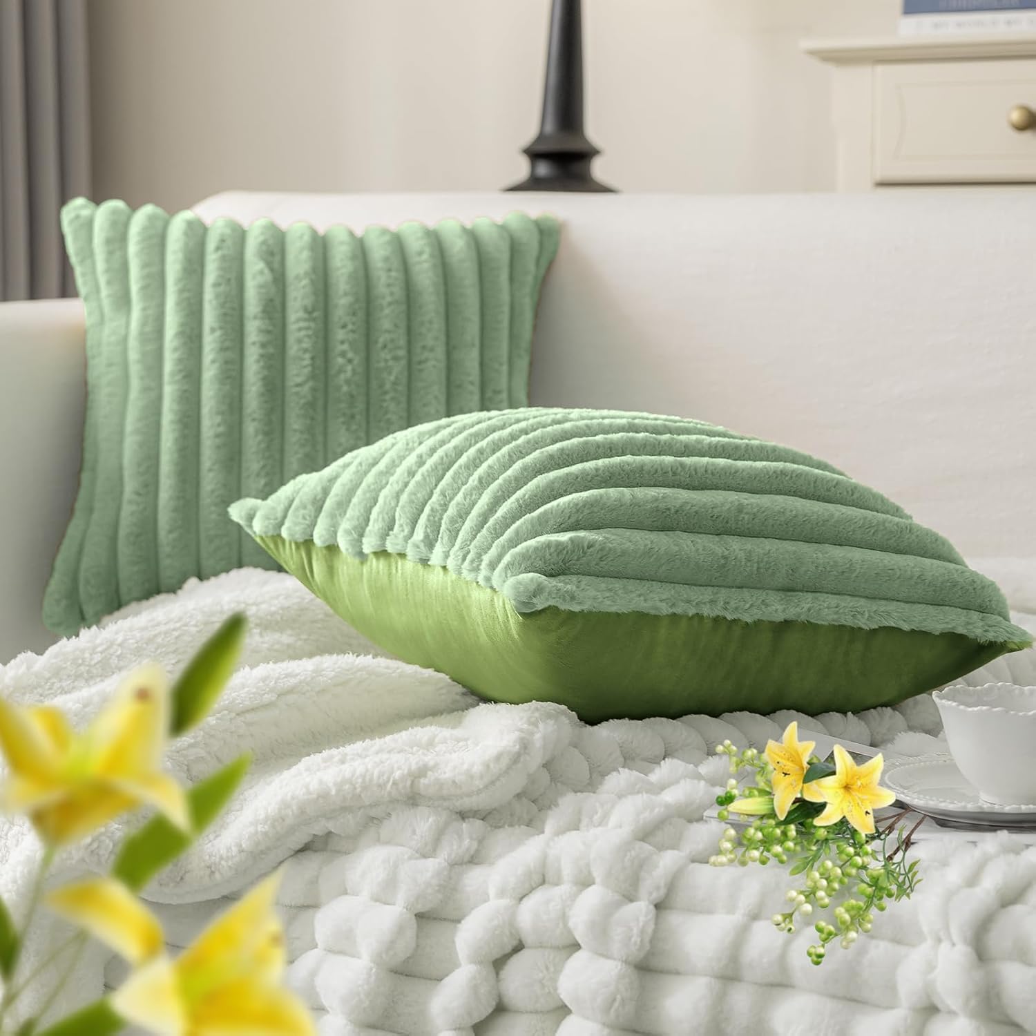 Modern Beige Throw Pillow Cover — 18" - View 8