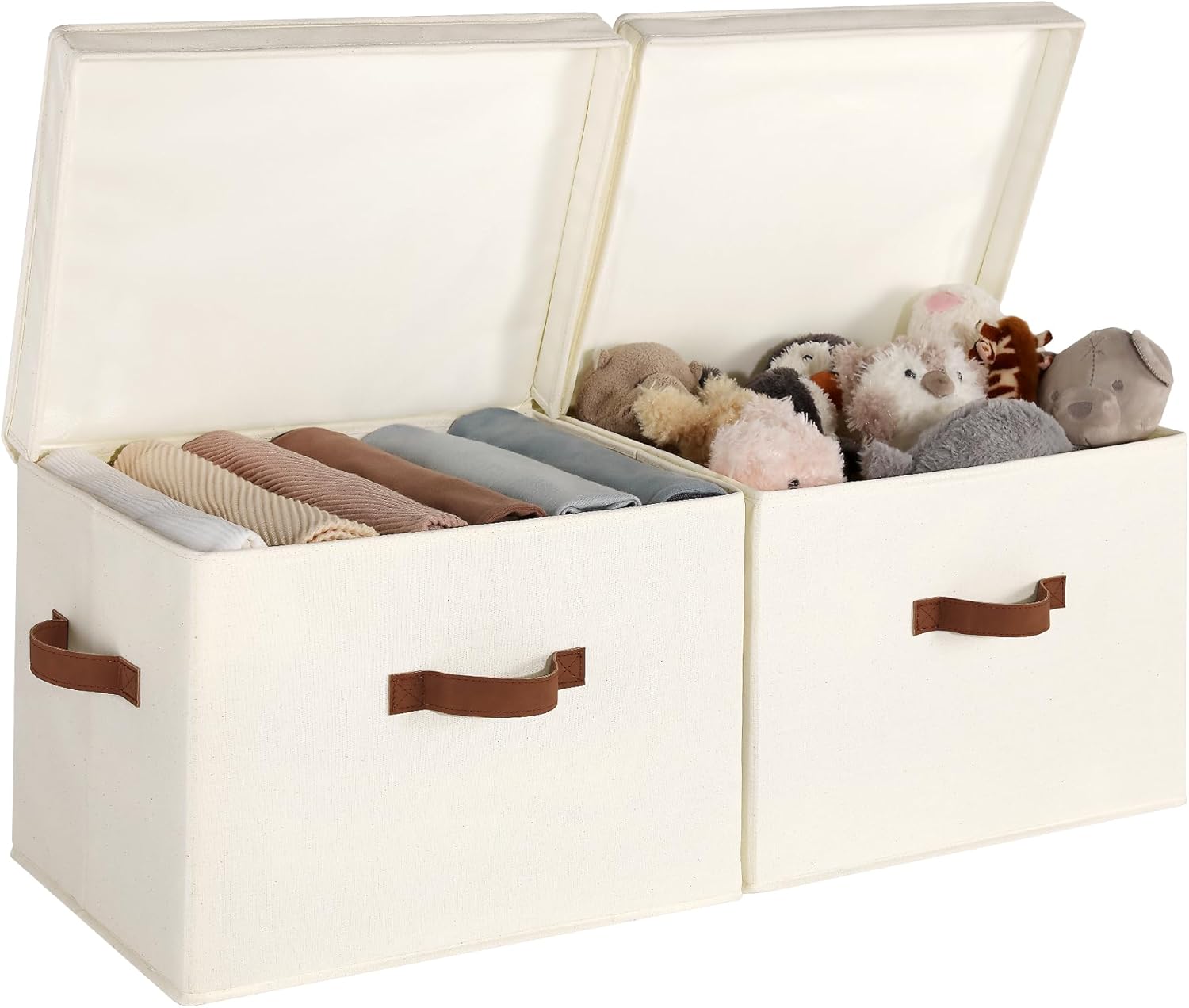 Beige Storage Bin — Ivory White