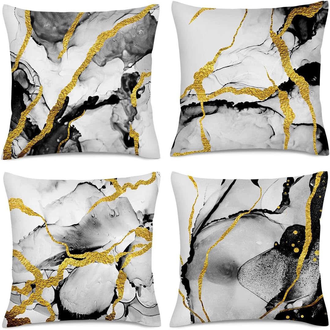 Boho Black Cushion Cover — 18" — Black Gold
