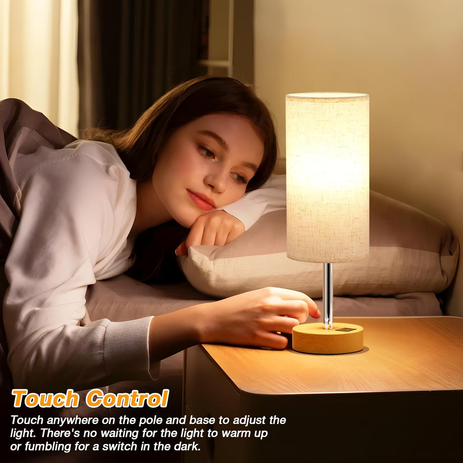 Dimmable Beige Desk Lamp — 14" - View 2