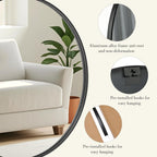 Black Round Mirror — 24" - View 2