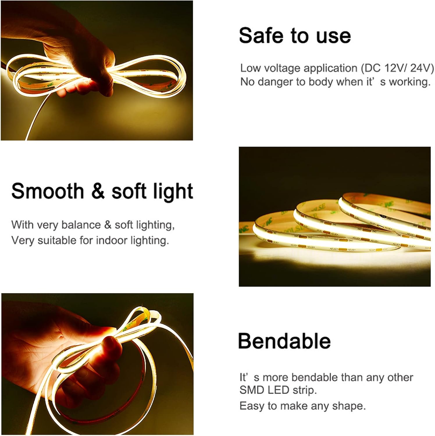 Dimmable Beige LED Strip Lights - View 3