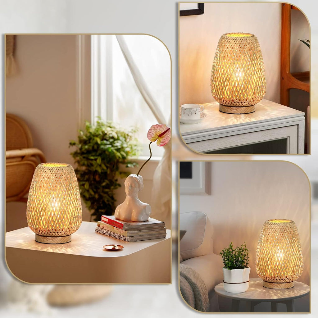 Dimmable Boho Wood Table Lamp - View 7