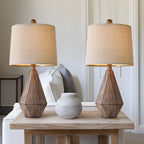 Linen Farmhouse Black Nightstand Lamp — 20.25"