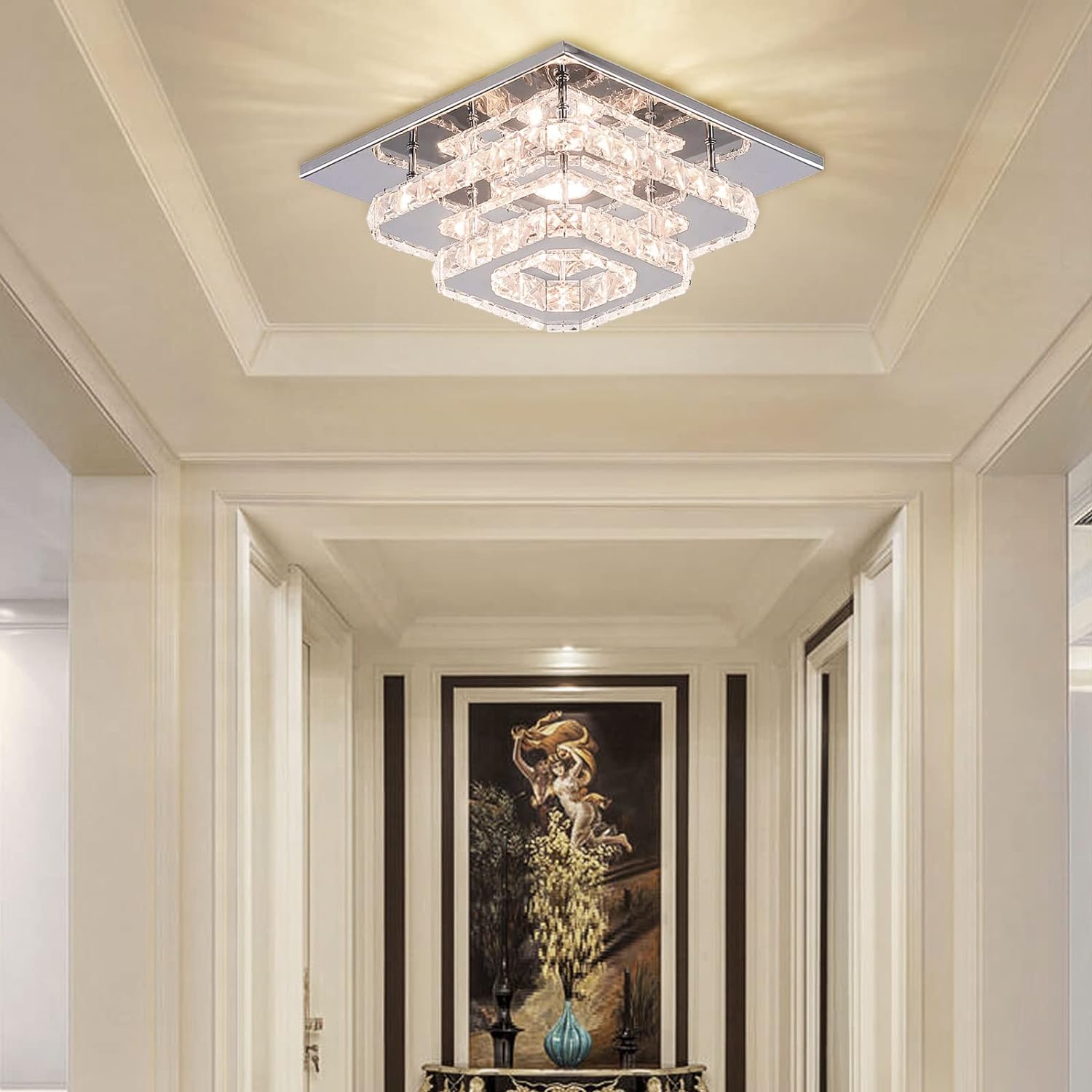 Luxe Gold Chandelier — Square Multicolor