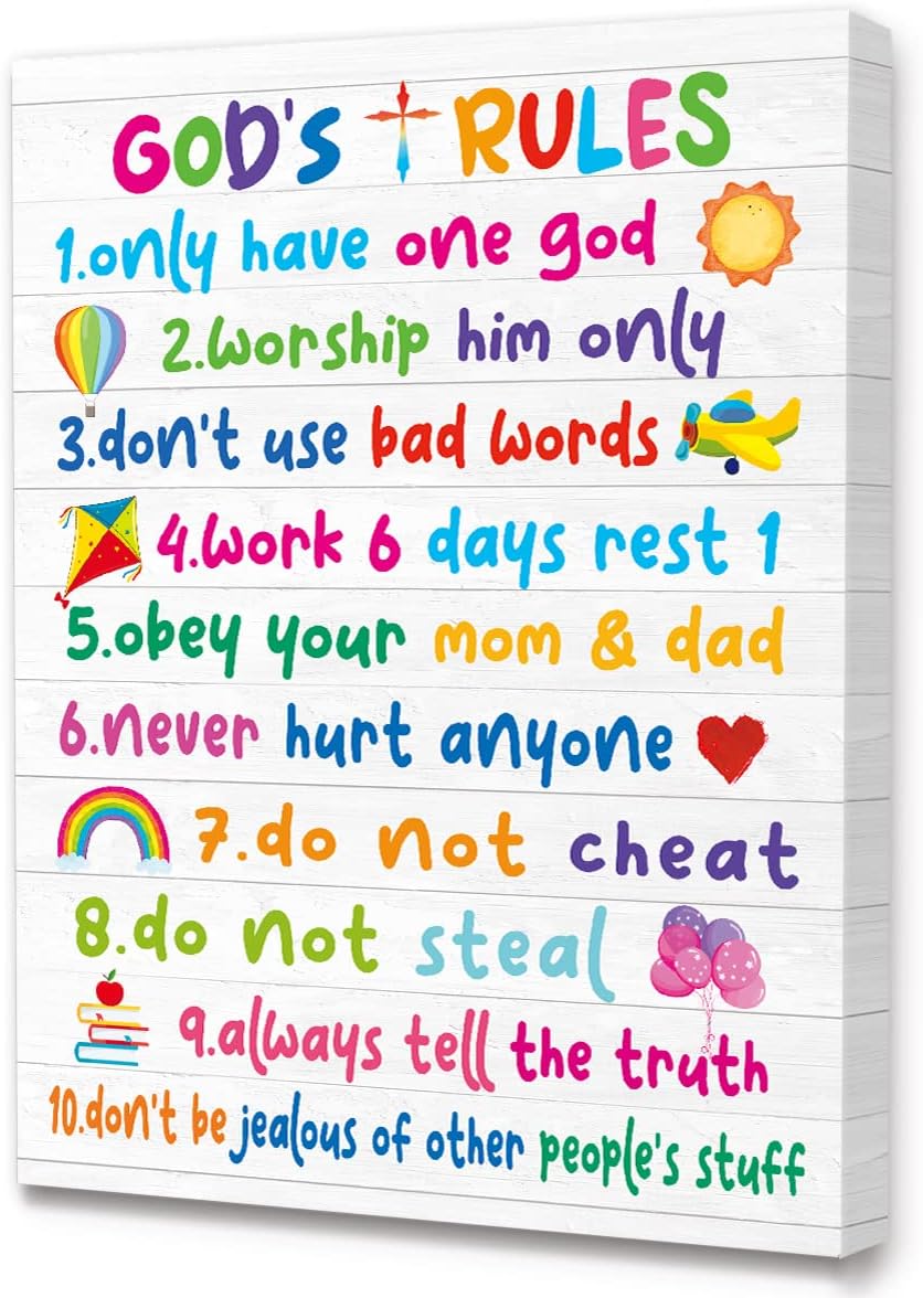 Black Canvas Wall Art — 12" — God's Rules