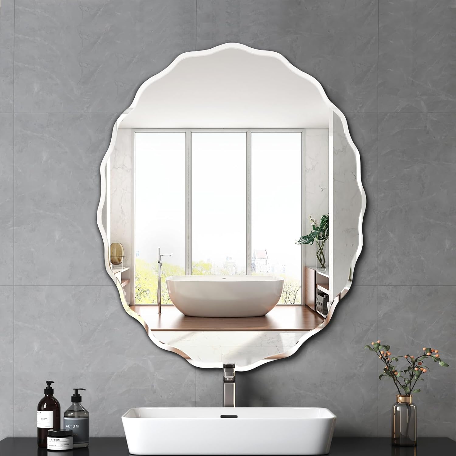 Beveled Luxe Silver Wall Mirror — 31.5" — Silver