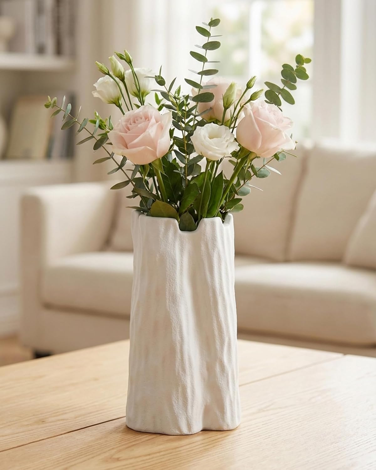 Boho Black Flower Vase — 7" — White