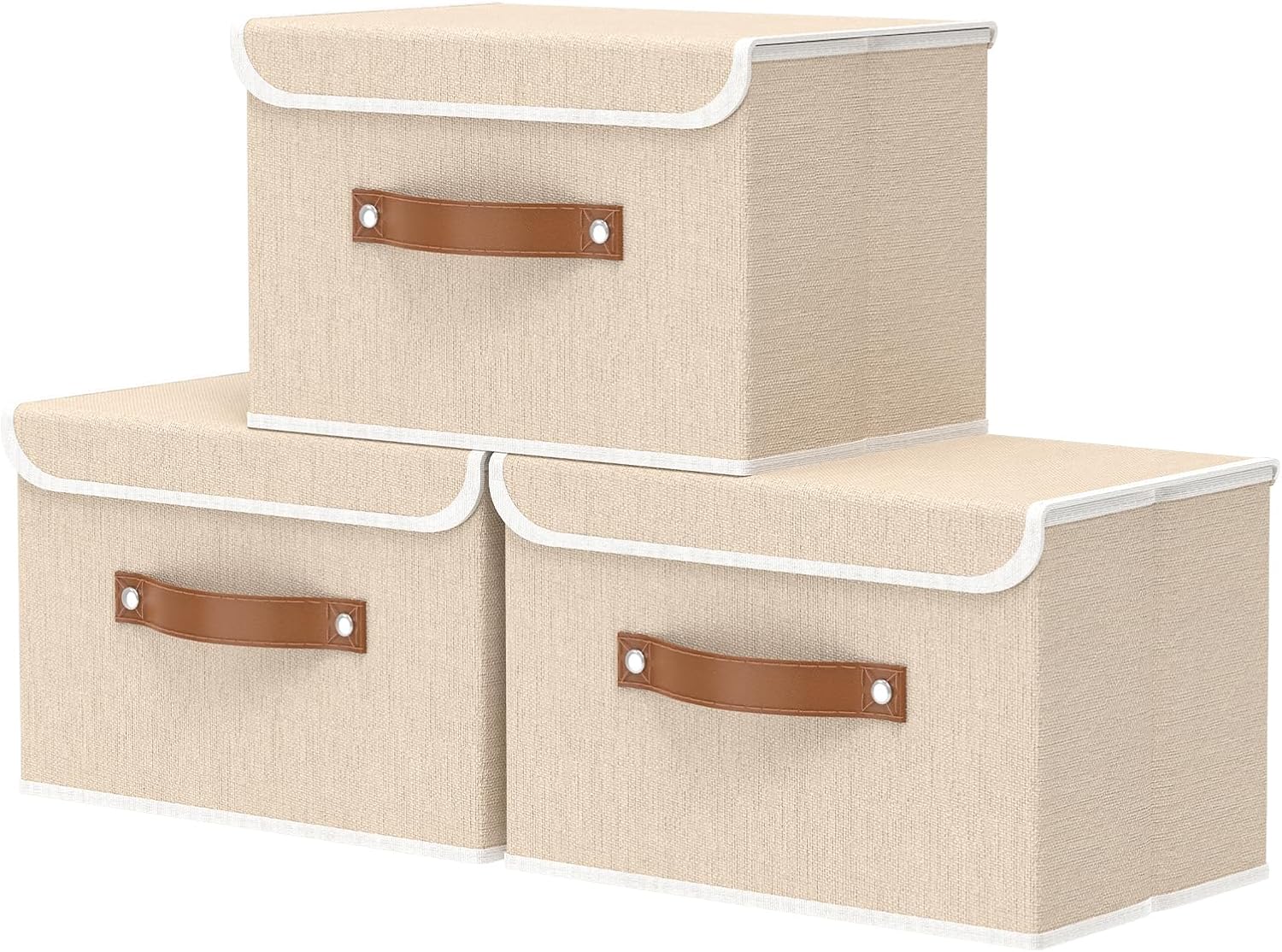 Linen Beige Storage Bin — 9" — Beige