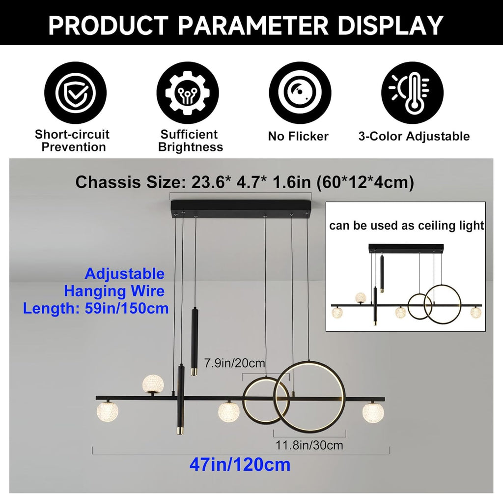 Dimmable Luxe Black Chandelier - View 5
