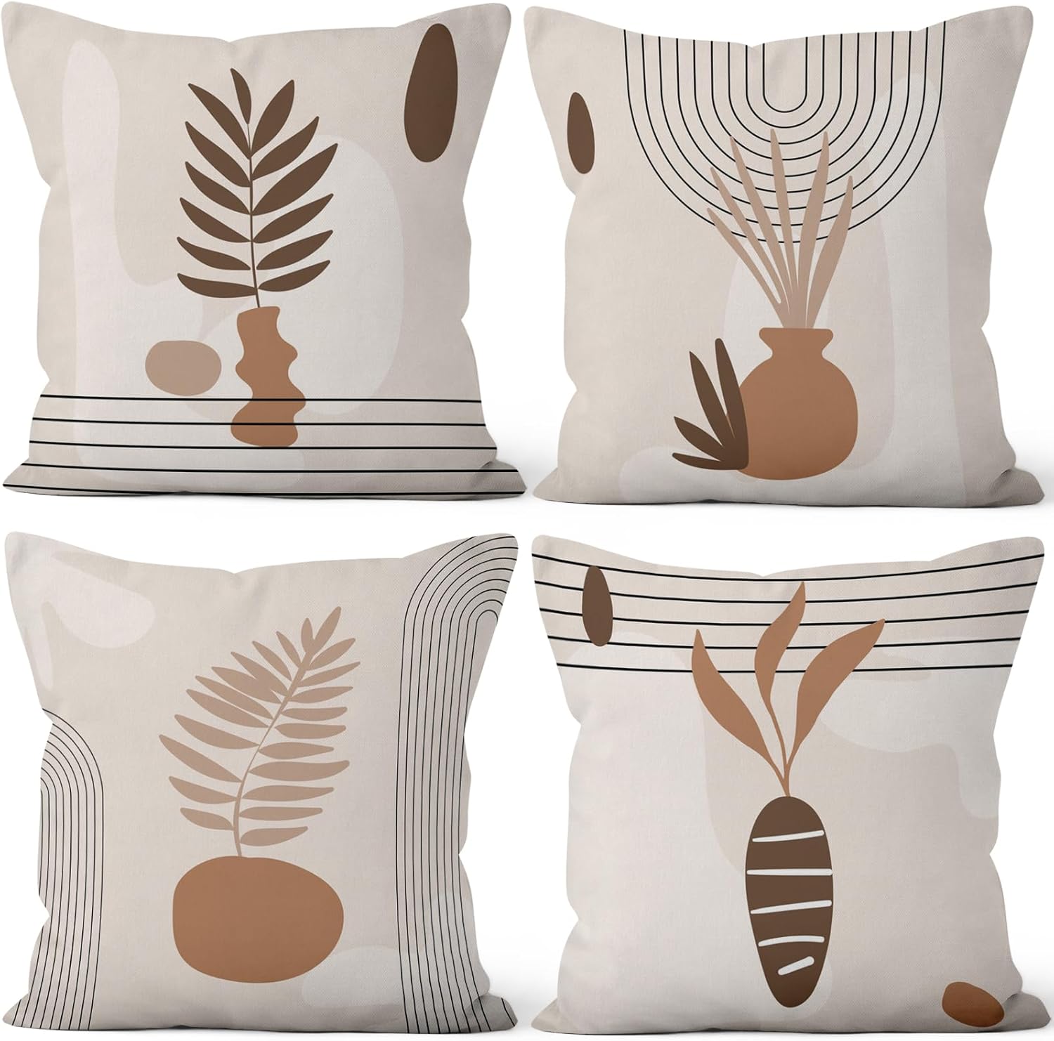 Boho Fabric Throw Pillow Cover — 18" — 22" x 22" (Pack of 4)
