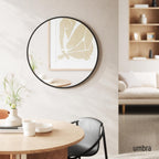 Round Modern Beige Wall Mirror — 37" - View 2