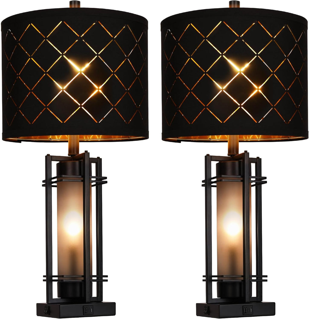 USB Modern Metal Bedside Lamp — Set of 2 - View 9