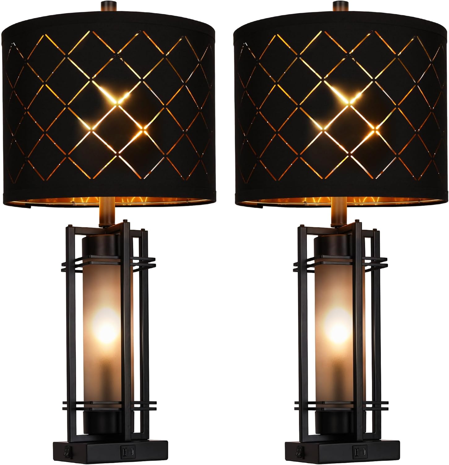 USB Modern Metal Bedside Lamp — Set of 2 - View 9