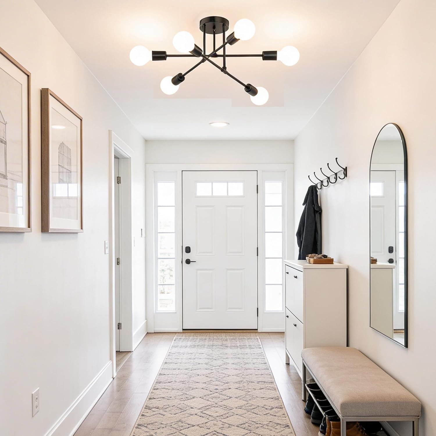 Mid-Century Black Chandelier — 6-Light - View 8