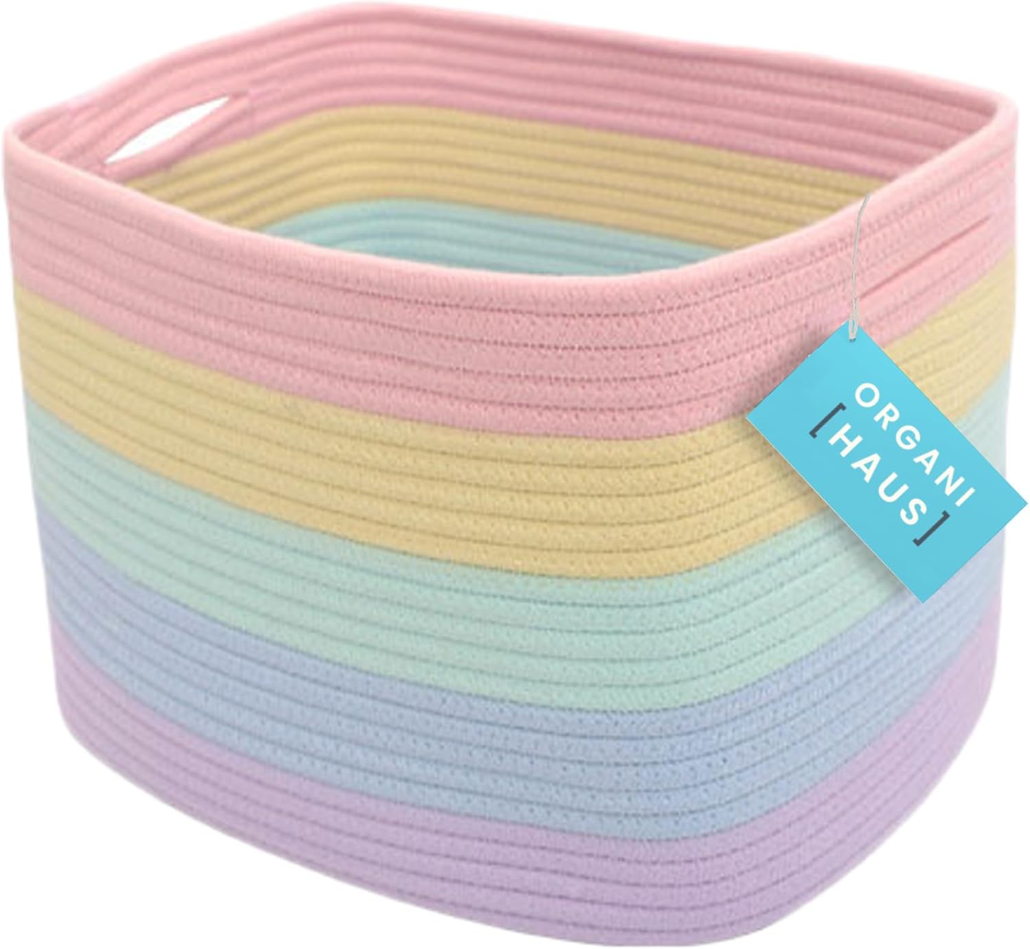 Black Storage Basket — 15" — Rainbow Pastel