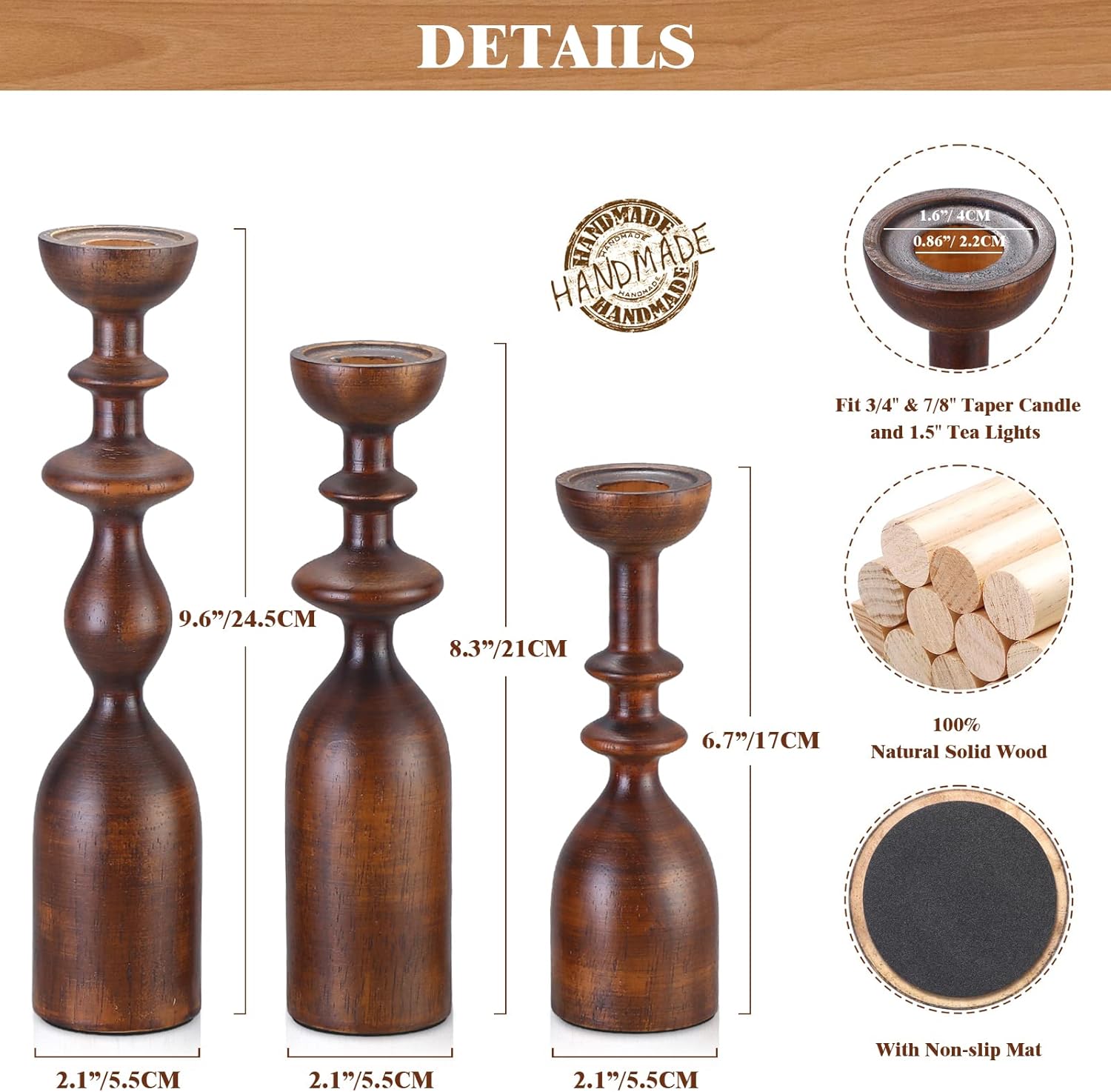 Farmhouse Black Pillar Candle — 4" - View 4