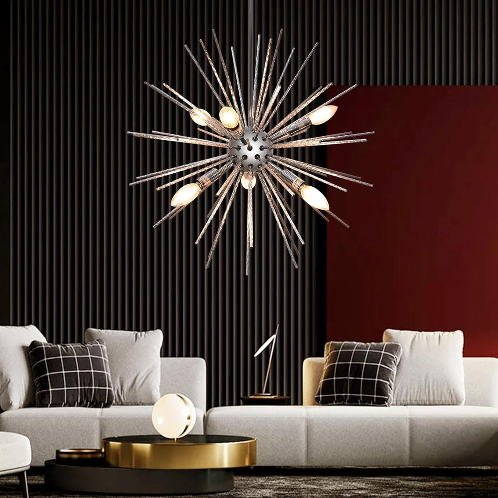 Modern Metal Chandelier — 6-Light - View 9