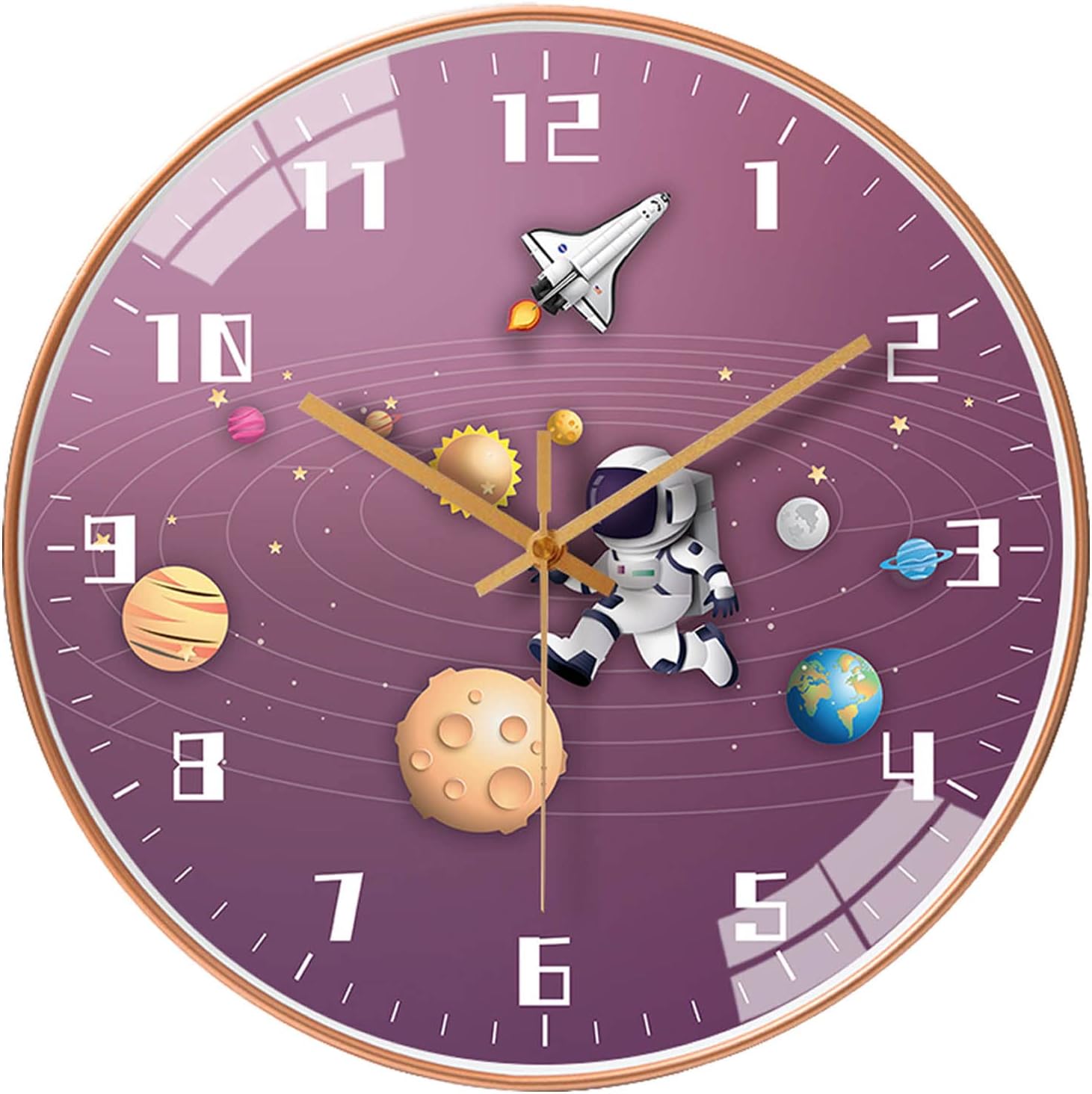 Battery Operated Blue Wall Clock — 12" — Pink