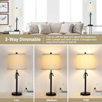 Dimmable Modern Beige Nightstand Lamp — Set of 2 - View 3