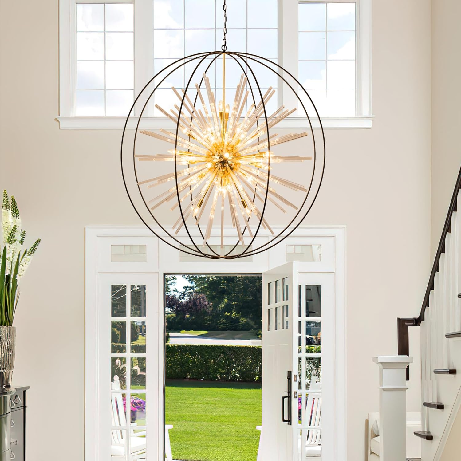 Luxe Black Chandelier — 12-Light — Globe D52"