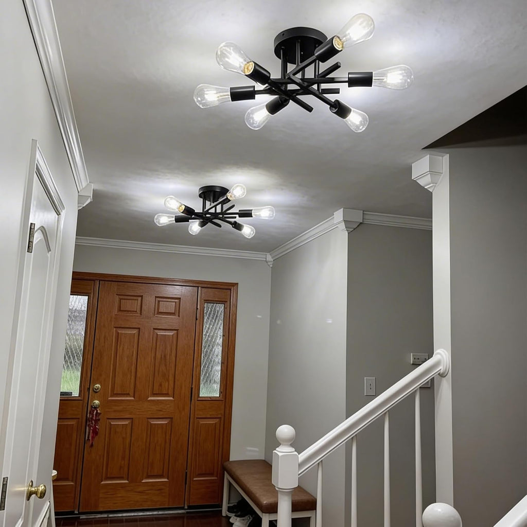 Farmhouse Black Chandelier — 6-Light - View 9