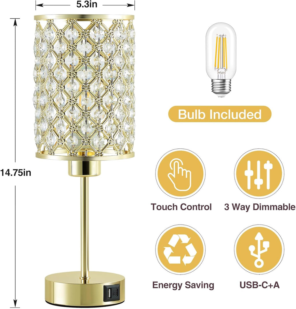 Dimmable Luxe Black Bedside Lamp — 14.75" - View 2