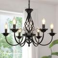 Farmhouse Black Chandelier — 6-Light — Black