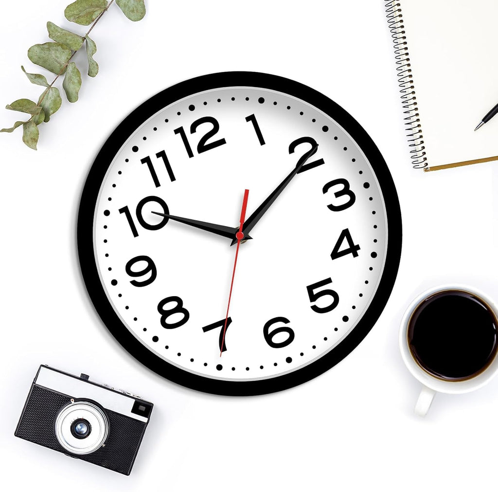 Battery Operated Modern Black Wall Clock — 8" - View 7