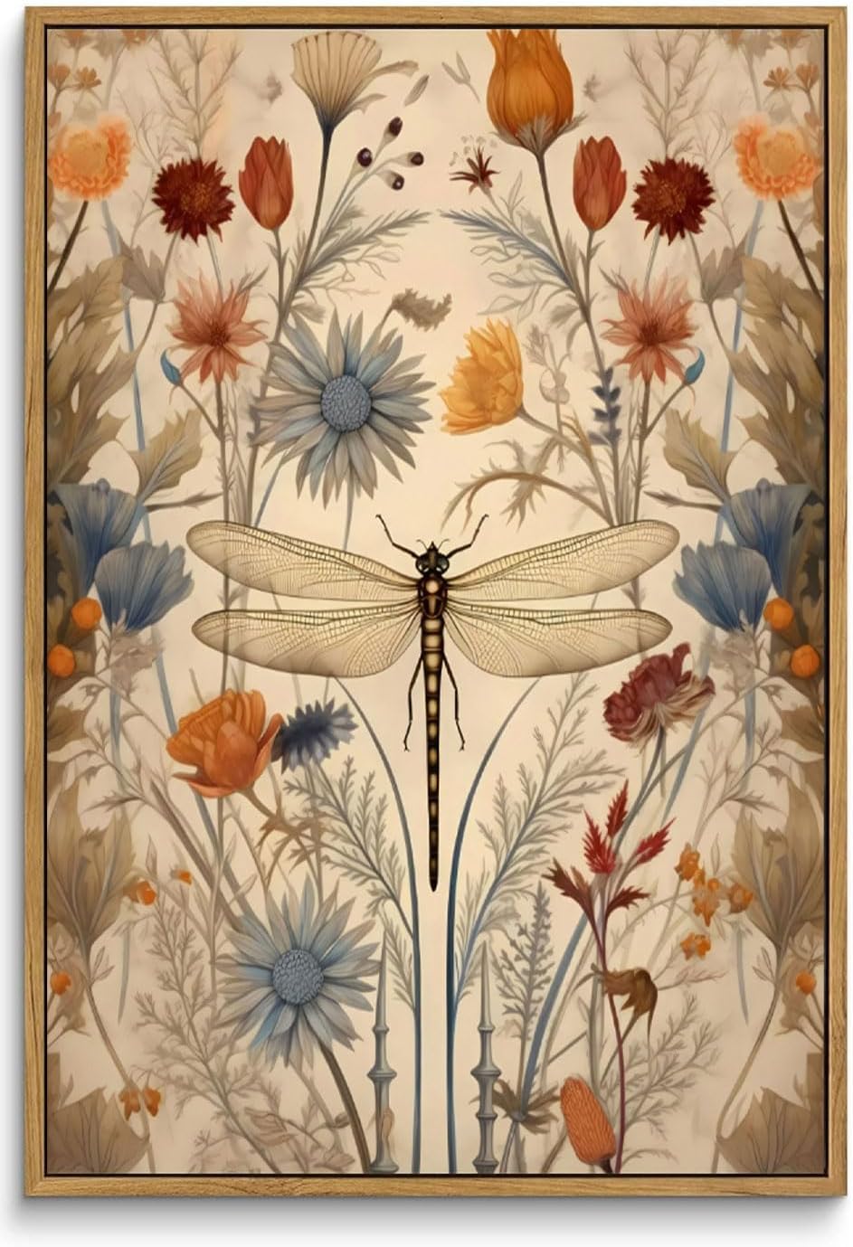 Framed Farmhouse Black Canvas Wall Art — 10" — Dragonfly