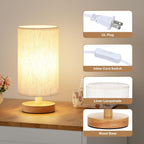 Beige Bedside Lamp — 9" - View 2