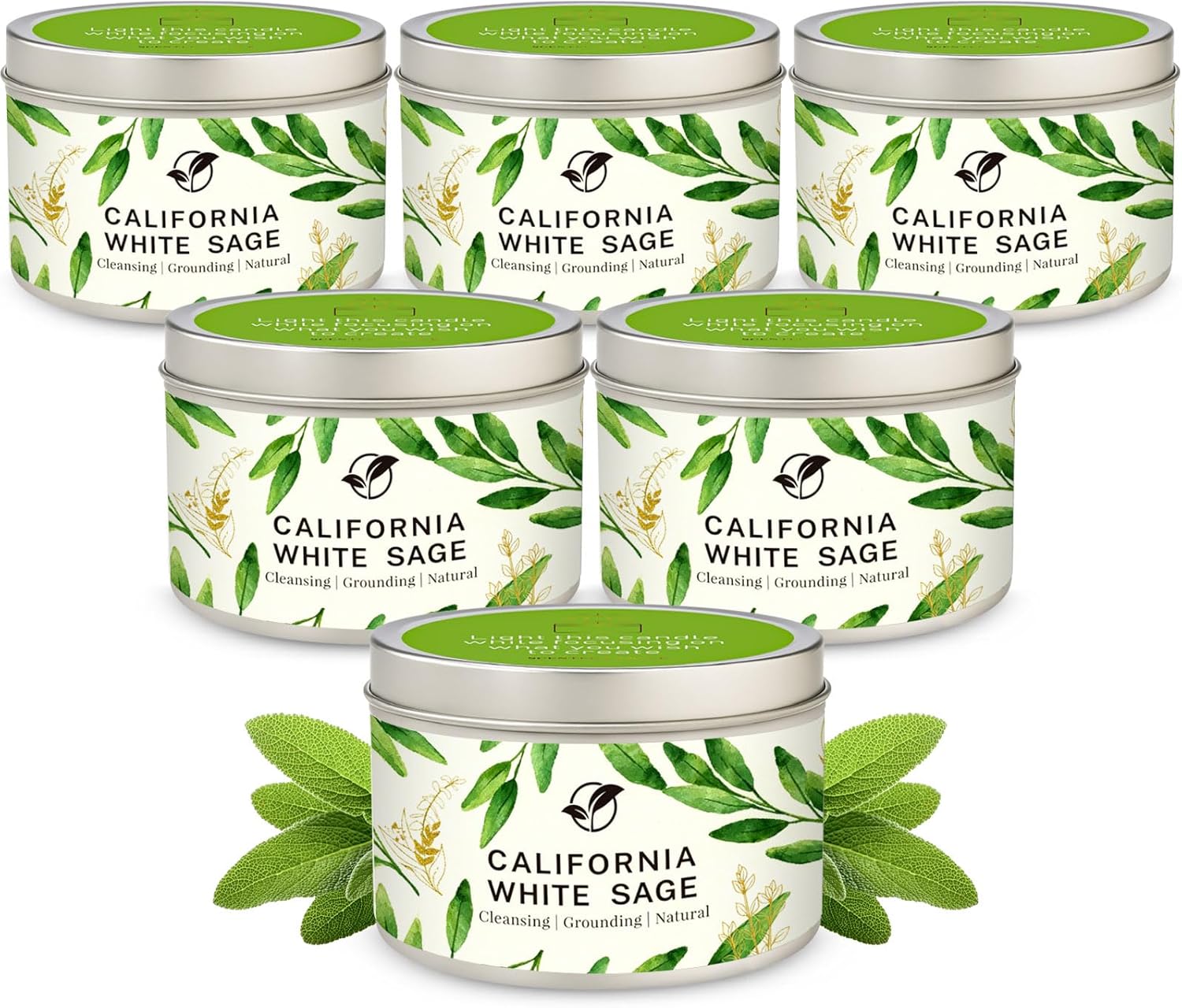 Soy Wax Luxe Glass Candle — Sage Candles - 6 Pack