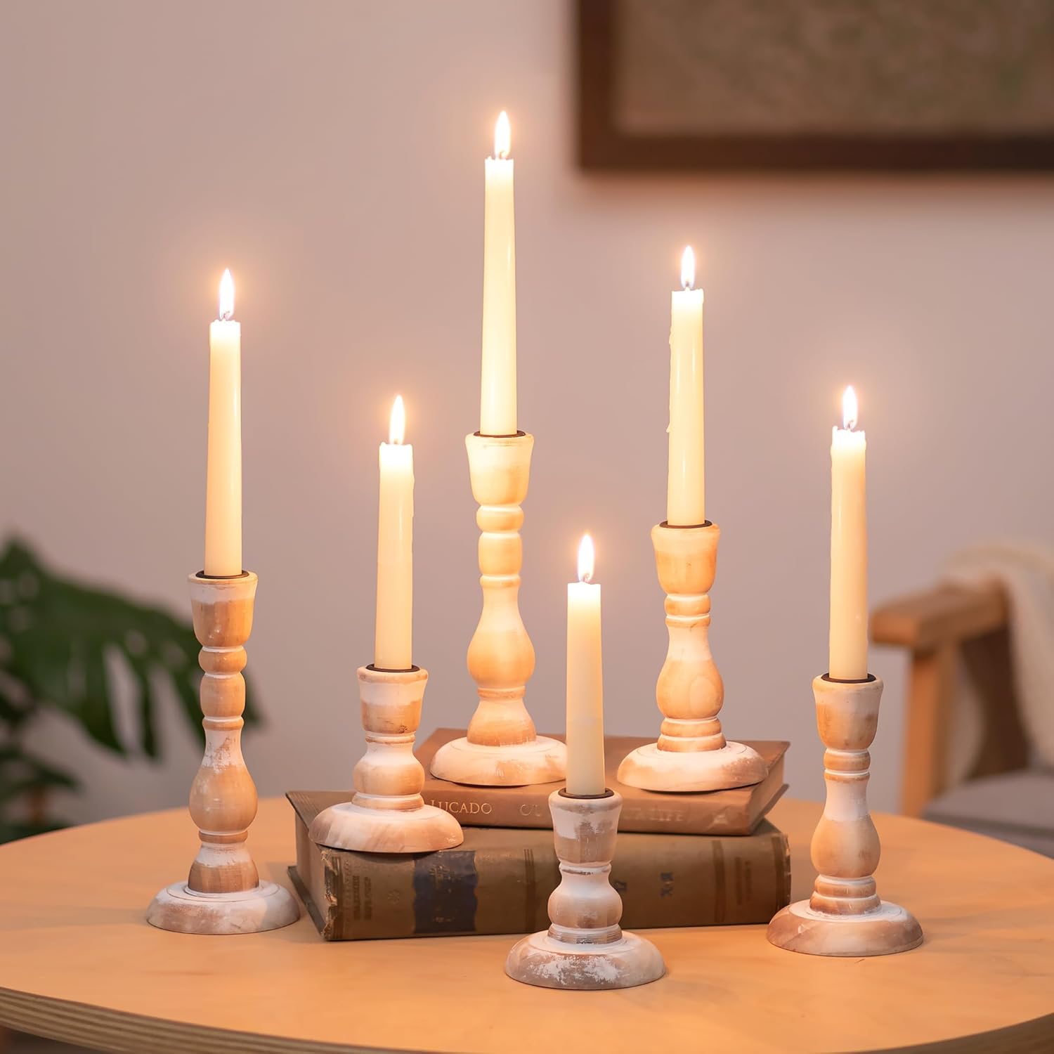 Vintage Farmhouse Wood Candle — Set of 6 — Standard Set