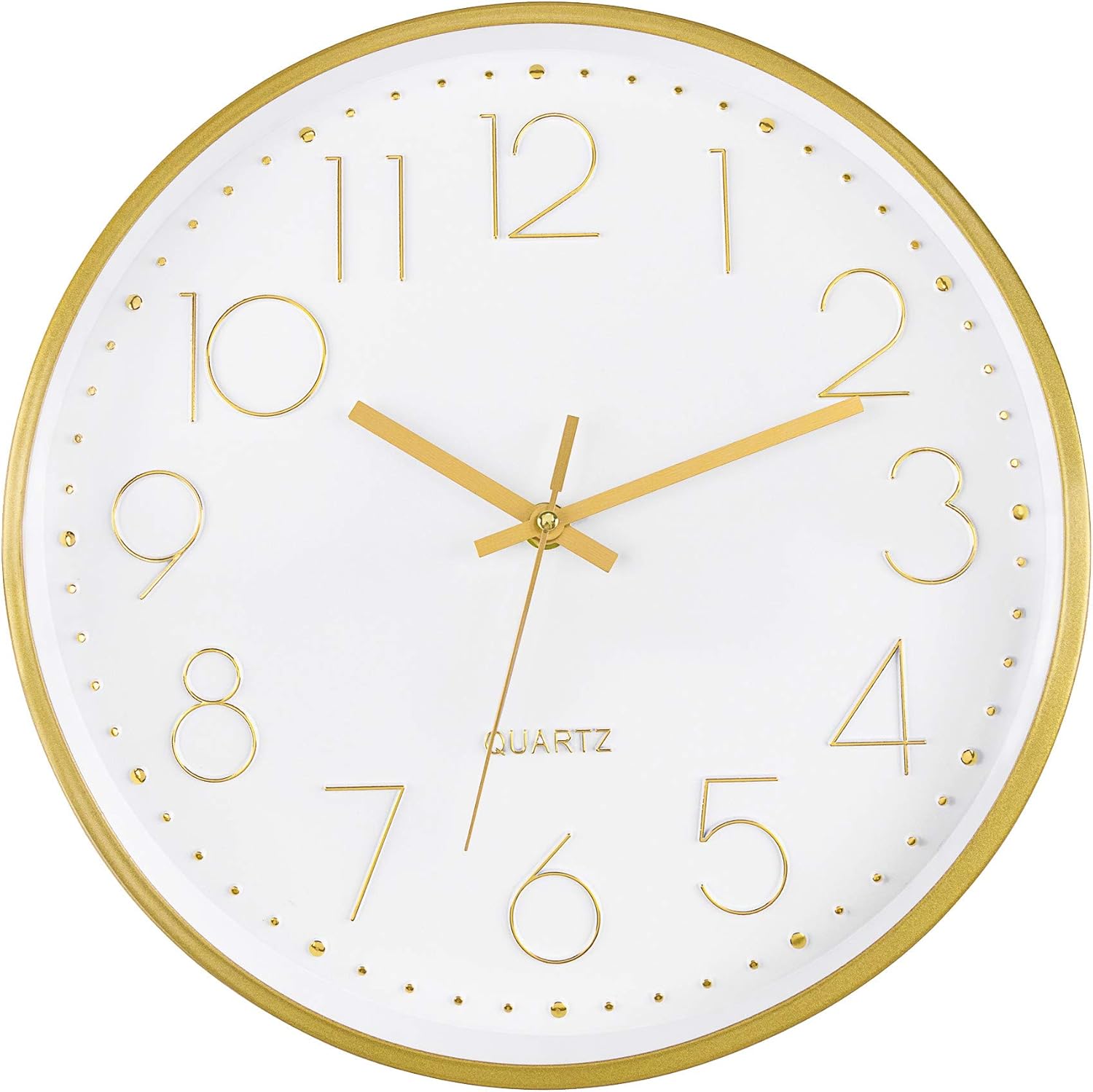 Battery Operated Luxe Black Wall Clock — 12" — Gold