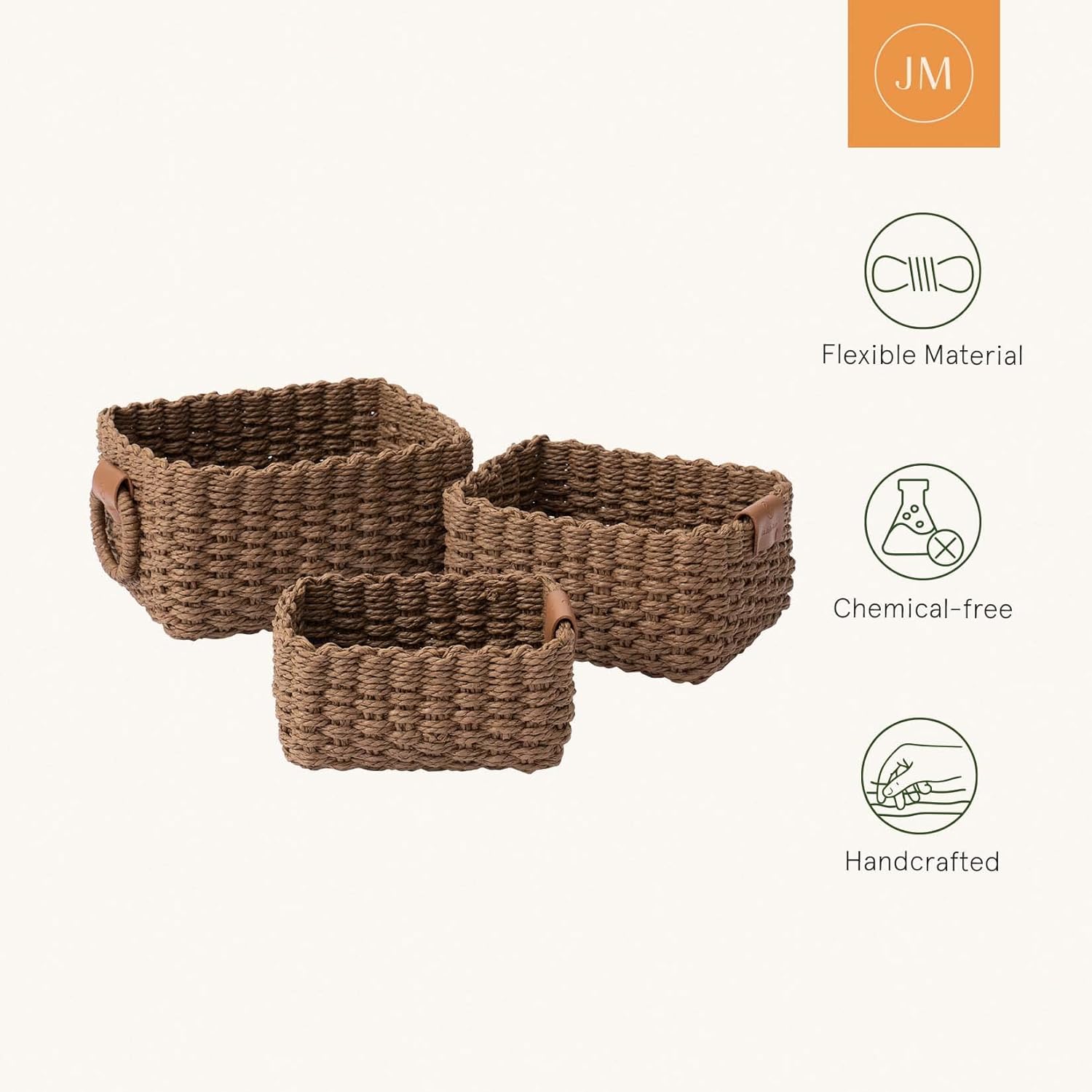 Boho Black Storage Basket — Set of 3 - View 5
