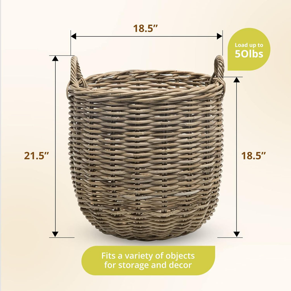 Handwoven Boho Rattan Storage Basket - View 3