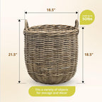 Handwoven Boho Rattan Storage Basket - View 3