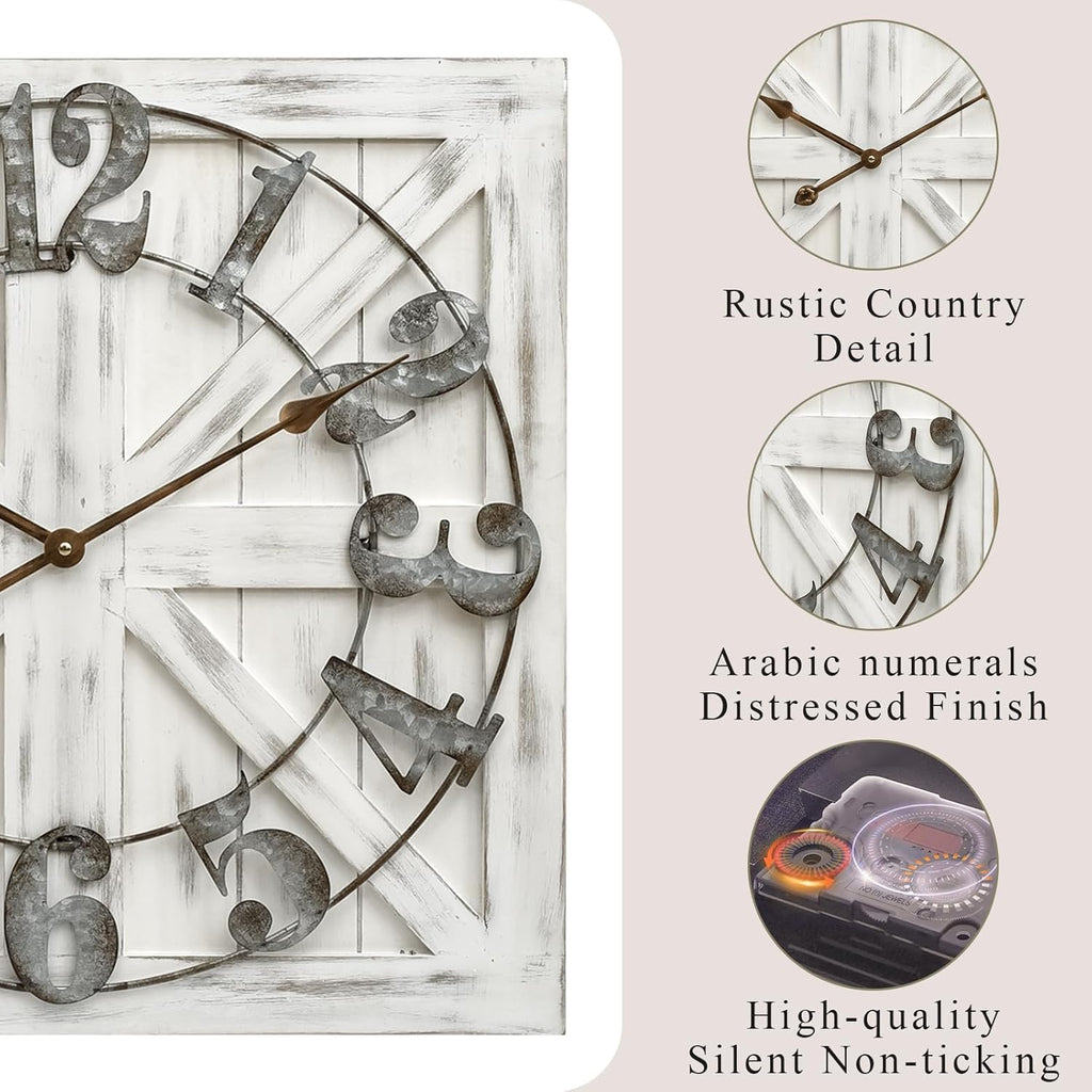 Farmhouse Brown Wall Clock — 24" - View 4