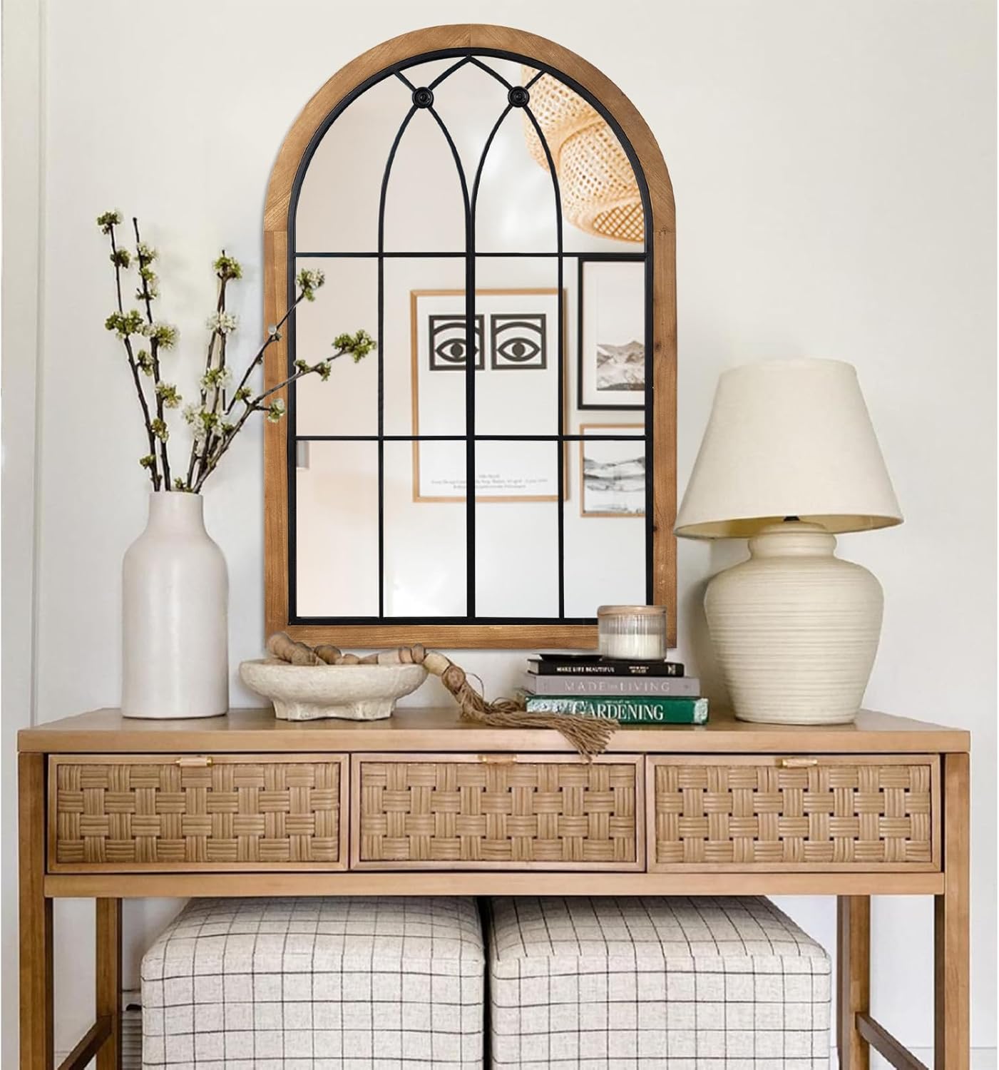 Framed Black Wall Mirror — 36" — 36"L x 24"W