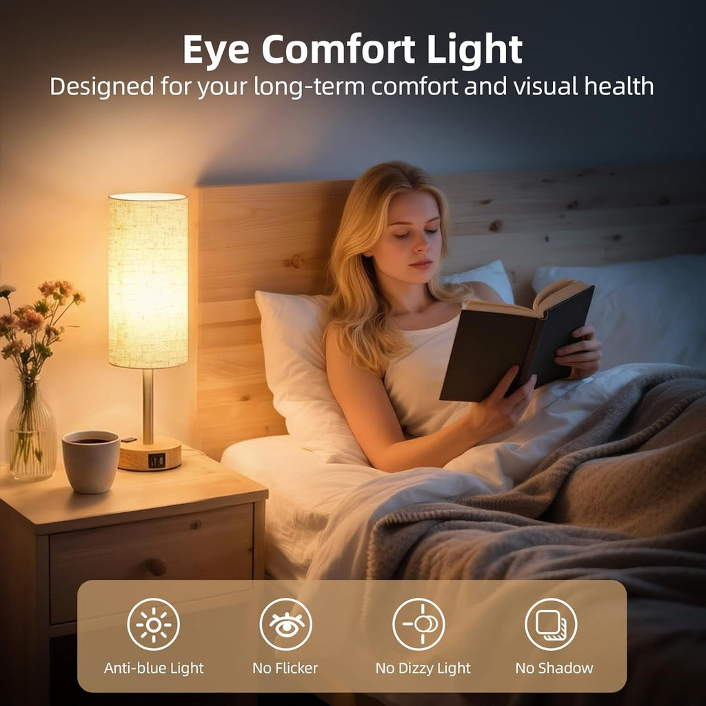Dimmable Beige Bedside Lamp - View 5